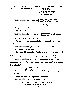 Đề thi khảo sát chất lượng khối 10 Năm học 2014 2015 Môn thi Toán